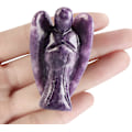 Miniatyrbillede 2 af 5: 2 tommer lilla Lepidolite krystal engel figurer udskåret ædelsten chakra lomme skytsengel statue reiki helbredende sten til meditation hjem indretning pr