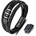 Miniatyrbillede 1 af 5: Mænds Sort Læderarmbånd Gave 23cm