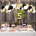 Miniatyrbillede 4 af 5: Guld Konfetti Sort Ballon, 50 Styk 12 Tommer Hvid Latex Fest
