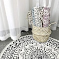 Pikkukuva 4 / 4: Pyöreät matot, pyöreät alueen matot, raidallinen, liukumaton, käsin kudottu, helppohoitoinen puuvillamatto boheemi mandala-kuviolla 90cm