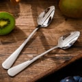 Miniatyrbillede 5 af 5: 2 stk. sølv rustfrit stål ske med takkede tænder grapefrugt