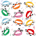 Miniatyrbillede 3 af 5: Håndleds-Klokker, 2 stk. Flerfarvede Håndleds-Armbånd Jingle Bells
