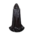 Miniatyrbilde 1 av 5: 170cm Svart Kappe med Hette Lang Fløyel Kostyme Halloween Karneval Jul Kostyme Voksen Menn Kvinner