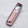 Miniatyrbillede 1 af 5: Pink Børnespisesæt, 3 Dele Rustfrit Stål Gaffel og