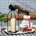Miniatyrbilde 3 av 5: Dekorativ Moderne Lanterne i Landlig Stil - Svarte Metallstearinlyslanterner til Jul - Dekorative Lanterner med Timer og Flimrende Lys