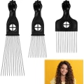 Miniatyrbilde 1 av 5: 3 stk. Metall Afro Kamme med Ulike Lengder Afro Pick Kamme