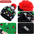 Miniatyrbillede 3 af 5: 2 stk. LED-lysende julehattelys Sjal Sæt Juleblinkende Beanie Cap Strikket Sjal til Juleferie P