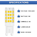 Miniatyrbilde 4 av 5: 2 stk G9 LED-pære 5W, 40W G9 halogenpæreerstatning, 420LM, varm