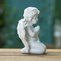 Miniatyrbillede 3 af 5: 1 lille engelstatue knælende engel harpiks have skulptur