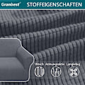 Miniatyrbilde 2 av 4: Grå 3-seters moderne sofaovertrekk, Jacquard, elastisk, for stue, ideelt som beskyttelse mot hunder og kjæledyr