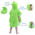 Miniatyrbillede 2 af 5: Børne Dinosaur Strandponcho (Grøn A, 2-4 År, 70*140cm), Hætte