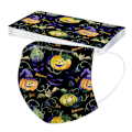 Miniatyrbilde 1 av 5: Engangs Halloween-maske for voksne, 3-lags spøkelses- og gresskarmaske, 20