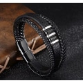 Miniatyrbillede 4 af 5: Sort læderarmbånd til mænd - Mandsgave 23 cm