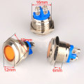 Miniatyrbilde 4 av 5: 5 stk 16mm LED Metall Indikatorlampe Vanntett Signallampe