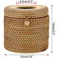 Miniatyrbilde 3 av 5: Rattan Vevboks Rund Dispenser Vevboks Skrivebord Organizer for