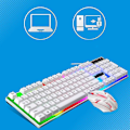 Miniatyrbild 4 av 5: Trådbundet speltangentbord och mus set färgglad LED-bakgrundsbelyst USB spel tangentbord mus för bärbar dator PC svart