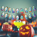 Miniatyrbillede 5 af 5: 10 stk. Halloween dekorative spøgelses-trækflag, Spøgelsesdag bar