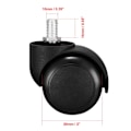 Miniatyrbilde 2 av 3: Kontorstolhjul 2 tommer PU Dobbelt Hjul M10x14mm Gjenget Stamme Svingbart Hjul Svart, 5 stk
