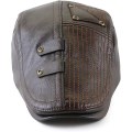 Miniatyrbilde 2 av 4: （Mørk Curry）Hatt med flat topp for menn, justerbar flat basker i PU-skinn 5