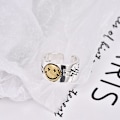 Miniatyrbilde 2 av 5: Smiley Face Ring i Sølv, Åpen Ring Justerbar Bredde, Smile Ring