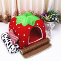 Miniatyrbillede 4 af 5: Pludset Tykt Kennel Kurv Pude Katteseng Jordbær Form