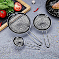 Miniatyrbillede 2 af 5: 3-delt sæt af fintmasket si, melsigte til bagning, rustfrit stål clander, matcha sort te si, sovsseparator, pasta si colanders