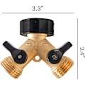 Miniatyrbillede 2 af 5: Messinghave Slange Splitter 2 Vejs, 3/4 Tommer Slangeforbindelse Hane Splitter, Slange Y Splitter, Slangehane Adapter 2 Ventiler med Ekstra Gummiskiver (1)