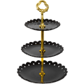 Miniatyrbillede 1 af 5: 1 stk (Sort) 3-lags Kageudstillingsstativ Kage Stativ Rund Frugt