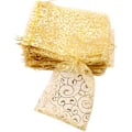 Miniatyrbillede 1 af 5: Bryllupsgaver Små Gaveposer, 100 stk 3,9 tommer x 4,7 tommer (10x12cm) Guld Organzaposer til Festgaveposer Små Virksomhed Candyposer Meshpose