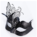 Miniatyrbillede 2 af 5: Metal smijern butterfly maske med rhinestones (sort) til