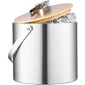 Miniatyrbild 1 av 5: Isolerad Isbehållare i Väggmonterat Rostfritt Stål med Lock & Istång - [1,3 Liter] Modernt Trälock med Inbyggda Tänger-