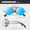 Pikkukuva 5 / 5: Sonnenbrille Herren Retro Steampunk Stil Runde Metallrahmen Polarisiert