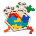 Trähjärnpussel i hexagonform - Tangram-blockform, hjärnteaser-leksak
