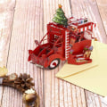Miniatyrbilde 3 av 5: 1 stk 3D Pop Up Julekort Snømann Juletre Julenissen i Bil