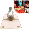 Miniatyrbilde 3 av 5: 1 stk. Diamantring 3D Pop Up Hilsen Kort Bryllup Kort med