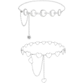 Miniatyrbillede 1 af 5: 2 stk. Metal Kropskæde (Sol Måne Stjerne, Fersken Hjerte), Abdomen