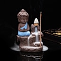 Miniatyrbilde 3 av 5: 1 stk Liten Munk Buddha Design Keramisk Tilbakestrøm Røkelse