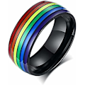 Miniatyrbillede 1 af 5: Pride Regnbue Fidget Ringe - Kærlighed er Kærlighed Bryllupsring til Mænd, 8mm Bryllupsring med Regnbue Mønster Sort/Sølv/Guld