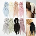 Miniatyrbillede 2 af 5: Hårbånd, Sløjfe Scrunchie, 8 Styk Dobbeltlags Sløjfe Scrunchies,