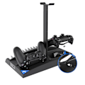 Pikkukuva 5 / 5: Pystysuora pelitelne 6-in-1 monitoiminen jäähdytystuuletin Kuulokkeiden pidike Ohjaimen latausalusta PS4/PS4 Slim/PS4 Pro