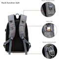 Pikkukuva 5 / 5: Reppu, Canvas Business Travel Backpack, Oppilaitoskoululaukku, Läppärireppu, Ulkoinen USB-latauslaukku kuulokeliitännällä (Harmaa)