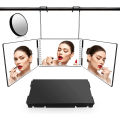 Miniatyrbillede 2 af 4: 1 stk sort LED 3-sidet foldbar makeup-spejl med lys, dæmpbar