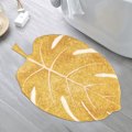 Miniatyrbilde 1 av 5: Gult blad område teppe, 2'x3', badematte for bad, sklisikker myk polyester teppe, maskinvaskbar, absorberer vann, moderne bladformet teppe for dørmatte badekar, innendørs teppe
