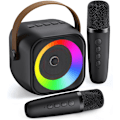 Pikkukuva 1 / 5: Mini Karaoke-laite, Kannettava Bluetooth-karaokekaiutin 2 langattomalla mikrofonilla ja juhlatvaloilla lapsille ja aikuisille
