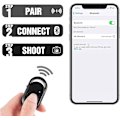 Miniatyrbillede 4 af 5: 1 sort Bluetooth fjernbetjening med kamera lukkerfunktion