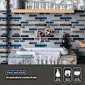 Miniatyrbild 2 av 5: 10-ark Peel and Stick Backsplash, 12 tum x 12 tum Blå Marmordesign