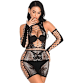 Pikkukuva 3 / 5: 1 kpl (Musta) Naisten Alusvaatteet Fishnet Set Chemise + Hiha