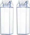 2 stycken transparenta mjölkförpackningsflaskor, 500 ml återanvändbar plast
