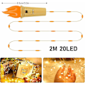 Miniatyrbillede 3 af 5: 10 stk. LED korkflamme lyskæde 2m 20 LED vinflaske lyskæde til DIY fest jul bryllup varm hvid