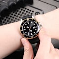 Miniatyrbild 3 av 3: Herrar Analog Anti-Reverse Bezel Klocka, Svart